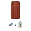 MARSİLYAN™- iPhone 12 Kılıf Akış Doku - Siyah Polymer Nano Ekran Koruyucu + Shine Kamera Lens Koruma Cam - GD
