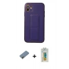 MARSİLYAN™- iPhone 12 Kılıf Akış Doku - Siyah Polymer Nano Ekran Koruyucu + Shine Kamera Lens Koruma Cam - GD