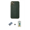 MARSİLYAN™- iPhone 12 Kılıf Akış Doku - Siyah Polymer Nano Ekran Koruyucu + Metal Kamera Lens Koruma Cam - KI