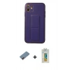 MARSİLYAN™- iPhone 12 Kılıf Akış Doku - Siyah Polymer Nano Ekran Koruyucu + Metal Kamera Lens Koruma Cam - KI