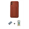 MARSİLYAN™- iPhone 12 Kılıf Akış Doku - Siyah Polymer Nano Ekran Koruyucu + Metal Kamera Lens Koruma Cam - KI
