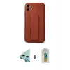 MARSİLYAN™- iPhone 12 Kılıf Akış Doku - Siyah Polymer Nano Ekran Koruyucu + Raze Metal Kamera Lens - MI