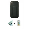 MARSİLYAN™- iPhone 12 Kılıf Akış Doku - Siyah Polymer Nano Ekran Koruyucu + Raze Metal Kamera Lens - MI