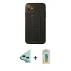MARSİLYAN™- iPhone 12 Kılıf Akış Doku - Siyah Polymer Nano Ekran Koruyucu + Raze Metal Kamera Lens - MI