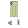 MARSİLYAN™- iPhone 12 Kılıf Akış Doku - Siyah Polymer Nano Ekran Koruyucu + Raze Metal Kamera Lens - MI