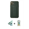 MARSİLYAN™- iPhone 12 Kılıf Akış Doku - Siyah Polymer Nano Ekran Koruyucu + Raze Metal Kamera Lens - MI
