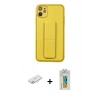 MARSİLYAN™- iPhone 12 Kılıf Akış Doku - Siyah Polymer Nano Ekran Koruyucu + Renkli Kamera Lens Koruma Cam - PE