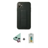 MARSİLYAN™- iPhone 12 Kılıf Akış Doku - Siyah Polymer Nano Ekran Koruyucu + Raze Metal Kamera Lens - KI
