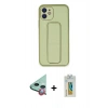 MARSİLYAN™- iPhone 12 Kılıf Akış Doku - Siyah Polymer Nano Ekran Koruyucu + Raze Metal Kamera Lens - KI