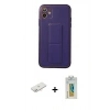 MARSİLYAN™- iPhone 12 Kılıf Akış Doku - Siyah Polymer Nano Ekran Koruyucu + Renkli Kamera Lens Koruma Cam - YL