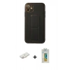 MARSİLYAN™- iPhone 12 Kılıf Akış Doku - Siyah Polymer Nano Ekran Koruyucu + Renkli Kamera Lens Koruma Cam - YL