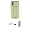 MARSİLYAN™- iPhone 12 Kılıf Akış Doku - Siyah Polymer Nano Ekran Koruyucu + Renkli Kamera Lens Koruma Cam - TU