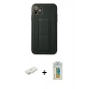MARSİLYAN™- iPhone 12 Kılıf Akış Doku - Siyah Polymer Nano Ekran Koruyucu + Sarı Renkli Kamera Lens Koruma Cam
