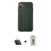 MARSİLYAN™- iPhone 12 Kılıf Akış Doku - Siyah Polymer Nano Ekran Koruyucu + Kamera Lens Koruma Cam - SF