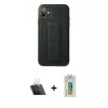 MARSİLYAN™- iPhone 12 Kılıf Akış Doku - Siyah Polymer Nano Ekran Koruyucu + Kamera Lens Koruma Cam - SF