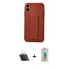 MARSİLYAN™- iPhone 12 Kılıf Akış Doku - Siyah Polymer Nano Ekran Koruyucu + Kamera Lens Koruma Cam - SF