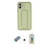MARSİLYAN™- iPhone 12 Kılıf Akış Doku - Siyah Polymer Nano Ekran Koruyucu + Shine Kamera Lens Koruma Cam - GD