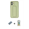 MARSİLYAN™- iPhone 12 Kılıf Akış Doku - Siyah Polymer Nano Ekran Koruyucu + Shine Kamera Lens Koruma Cam - GS