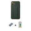 MARSİLYAN™- iPhone 12 Kılıf Akış Doku - Siyah Polymer Nano Ekran Koruyucu + Shine Kamera Lens Koruma Cam - PE