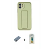 MARSİLYAN™- iPhone 12 Kılıf Akış Doku - Siyah Polymer Nano Ekran Koruyucu + Shine Kamera Lens Koruma Cam - PE
