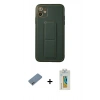 MARSİLYAN™- iPhone 12 Kılıf Akış Doku - Siyah Polymer Nano Ekran Koruyucu + Shine Kamera Lens Koruma Cam - SABE