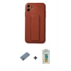 MARSİLYAN™- iPhone 12 Kılıf Akış Doku - Siyah Polymer Nano Ekran Koruyucu + Shine Kamera Lens Koruma Cam - SABE