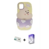 MARSİLYAN™- iPhone 12 Kılıf Akış Yansıma - Siyah Bilvis 5in1 3D Magic Cam Ekran Koruyucu + Rainbow Kamera Lens Koruma Cam - YL