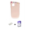 MARSİLYAN™- iPhone 12 Kılıf Akış Yansıma - Siyah Bilvis 5in1 3D Magic Cam Ekran Koruyucu + Renkli Kamera Lens Koruma Cam - SI