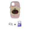 MARSİLYAN™- iPhone 12 Kılıf Akış Yansıma - Siyah Bilvis 5in1 5D Magic Hayalet Cam Ekran Koruyucu + Mor Rainbow Kamera Lens Koruma Cam