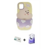 MARSİLYAN™- iPhone 12 Kılıf Akış Yansıma - Siyah Bilvis 5in1 5D Magic Hayalet Cam Ekran Koruyucu + Rainbow Kamera Lens Koruma Cam - YL