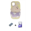 MARSİLYAN™- iPhone 12 Kılıf Akış Yansıma - Siyah Bilvis 5in1 5D Magic Hayalet Cam Ekran Koruyucu + Shine Kamera Lens Koruma Cam - SABE
