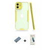 MARSİLYAN™- iPhone 12 Kılıf Atlas Asil Serisi - Şeffaf Pasifik Cam Ekran Koruyucu + Shine Kamera Lens Koruma Cam - GS