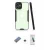 MARSİLYAN™- iPhone 12 Kılıf Atlas Asil Serisi - Şeffaf Pasifik Cam Ekran Koruyucu + Shine Kamera Lens Koruma Cam - GS