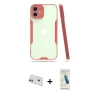 MARSİLYAN™- iPhone 12 Kılıf Atlas Asil Serisi - Şeffaf Pasifik Cam Ekran Koruyucu + Rainbow Kamera Lens Koruma Cam - MR
