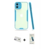 MARSİLYAN™- iPhone 12 Kılıf Atlas Asil Serisi - Şeffaf Pasifik Cam Ekran Koruyucu + Rainbow Kamera Lens Koruma Cam - MR