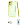 MARSİLYAN™- iPhone 12 Kılıf Atlas Asil Serisi - Şeffaf Pasifik Cam Ekran Koruyucu + Rainbow Kamera Lens Koruma Cam - MR