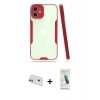 MARSİLYAN™- iPhone 12 Kılıf Atlas Asil Serisi - Şeffaf Pasifik Cam Ekran Koruyucu + Rainbow Kamera Lens Koruma Cam - MR