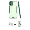 MARSİLYAN™- iPhone 12 Kılıf Atlas Asil Serisi - Şeffaf Pasifik Cam Ekran Koruyucu + Rainbow Kamera Lens Koruma Cam - MR