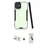 MARSİLYAN™- iPhone 12 Kılıf Atlas Asil Serisi - Şeffaf Pasifik Cam Ekran Koruyucu + Rainbow Kamera Lens Koruma Cam - MR