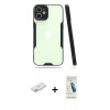 MARSİLYAN™- iPhone 12 Kılıf Atlas Asil Serisi - Şeffaf Pasifik Cam Ekran Koruyucu + Renkli Kamera Lens Koruma Cam - PE