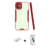 MARSİLYAN™- iPhone 12 Kılıf Atlas Asil Serisi - Şeffaf Pasifik Cam Ekran Koruyucu + Renkli Kamera Lens Koruma Cam - PE