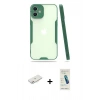 MARSİLYAN™- iPhone 12 Kılıf Atlas Asil Serisi - Şeffaf Pasifik Cam Ekran Koruyucu + Renkli Kamera Lens Koruma Cam - PE