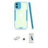 MARSİLYAN™- iPhone 12 Kılıf Atlas Asil Serisi - Şeffaf Pasifik Cam Ekran Koruyucu + Renkli Kamera Lens Koruma Cam - PE