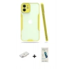 MARSİLYAN™- iPhone 12 Kılıf Atlas Asil Serisi - Şeffaf Pasifik Cam Ekran Koruyucu + Renkli Kamera Lens Koruma Cam - PE