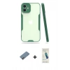 MARSİLYAN™- iPhone 12 Kılıf Atlas Asil Serisi - Şeffaf Pasifik Cam Ekran Koruyucu + Shine Kamera Lens Koruma Cam - PE