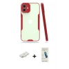 MARSİLYAN™- iPhone 12 Kılıf Atlas Asil Serisi - Şeffaf Pasifik Cam Ekran Koruyucu + Renkli Kamera Lens Koruma Cam - YL