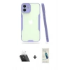 MARSİLYAN™- iPhone 12 Kılıf Atlas Asil Serisi - Şeffaf Pasifik Cam Ekran Koruyucu + Kamera Lens Koruma Cam - SF