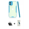 MARSİLYAN™- iPhone 12 Kılıf Atlas Asil Serisi - Şeffaf Pasifik Cam Ekran Koruyucu + Kamera Lens Koruma Cam - SF