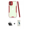 MARSİLYAN™- iPhone 12 Kılıf Atlas Asil Serisi - Şeffaf Pasifik Cam Ekran Koruyucu + Kamera Lens Koruma Cam - SF