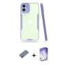 MARSİLYAN™- iPhone 12 Kılıf Atlas Asil Serisi - Siyah Bilvis 5in1 3D Magic Cam Ekran Koruyucu + Metal Kamera Lens Koruma Cam - AKYL